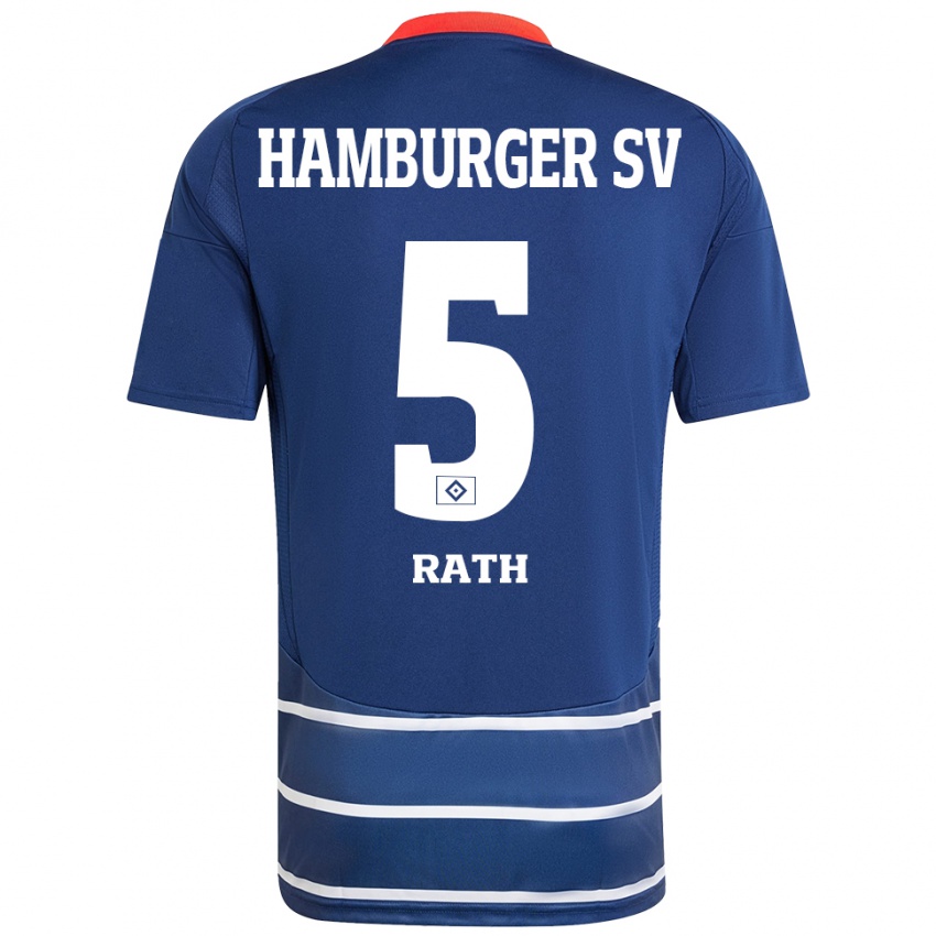 Enfant Maillot Davis Rath #5 Bleu Foncé Tenues Extérieur 2024/25 T-Shirt Belgique