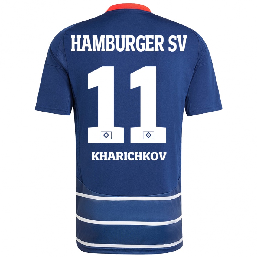 Enfant Maillot Valentyn Kharichkov #11 Bleu Foncé Tenues Extérieur 2024/25 T-Shirt Belgique