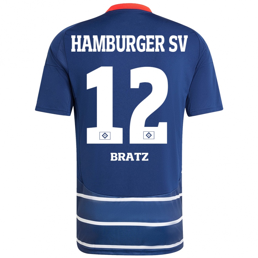 Enfant Maillot Julian Brätz #12 Bleu Foncé Tenues Extérieur 2024/25 T-Shirt Belgique