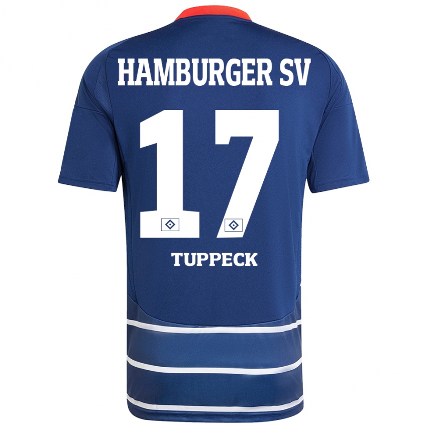 Enfant Maillot Niklas Tuppeck #17 Bleu Foncé Tenues Extérieur 2024/25 T-Shirt Belgique