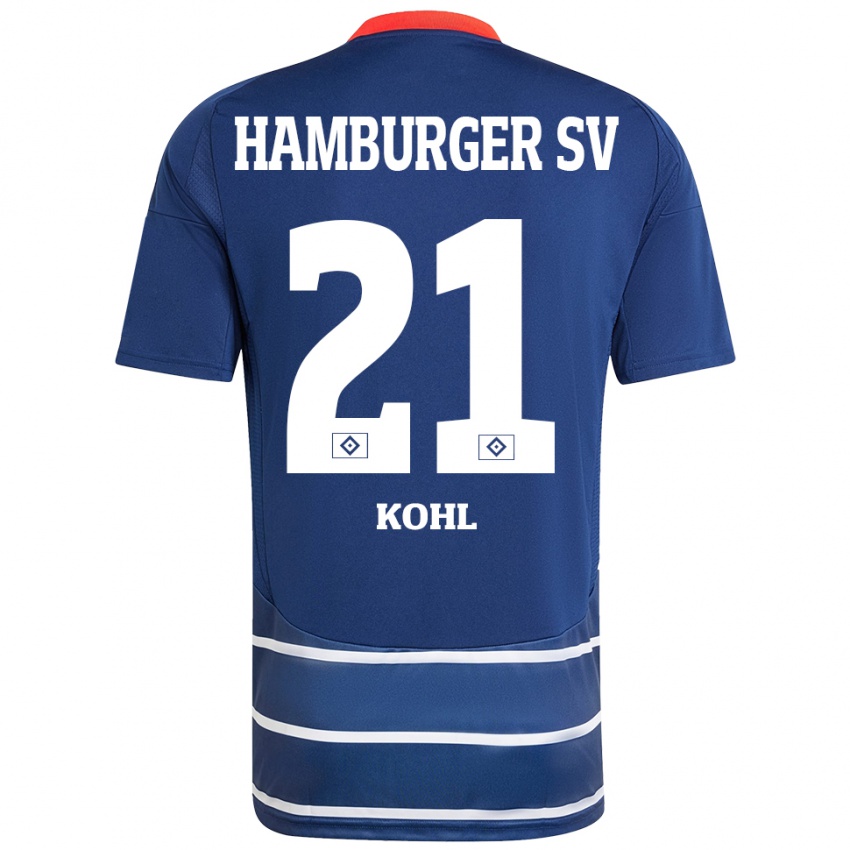 Enfant Maillot Ohene Köhl #21 Bleu Foncé Tenues Extérieur 2024/25 T-Shirt Belgique