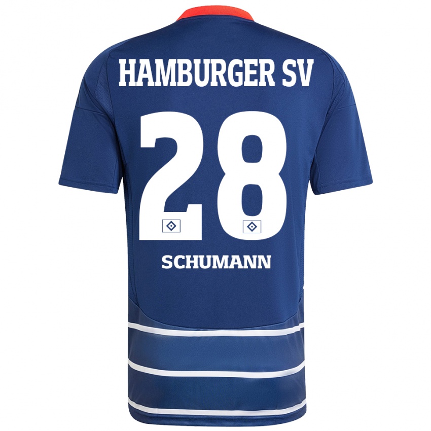 Enfant Maillot Henri Maximilian Schümann #28 Bleu Foncé Tenues Extérieur 2024/25 T-Shirt Belgique