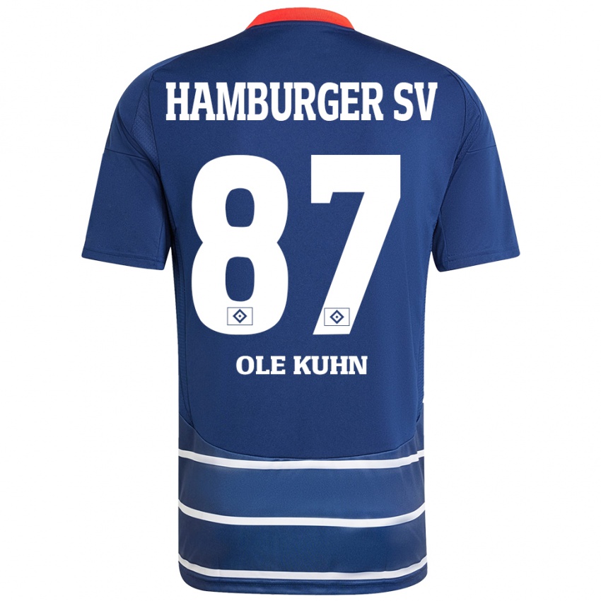 Enfant Maillot Niklas Ole Kühn #87 Bleu Foncé Tenues Extérieur 2024/25 T-Shirt Belgique