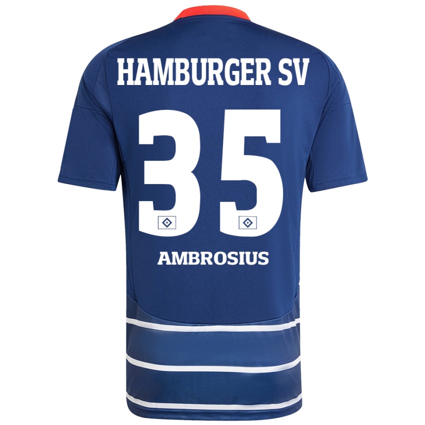 Enfant Maillot Stephan Ambrosius #35 Bleu Foncé Tenues Extérieur 2024/25 T-Shirt Belgique