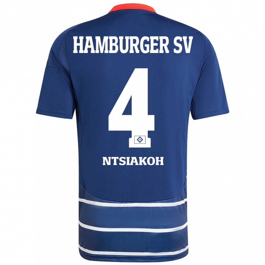 Enfant Maillot Emmanuel Ntsiakoh #4 Bleu Foncé Tenues Extérieur 2024/25 T-Shirt Belgique