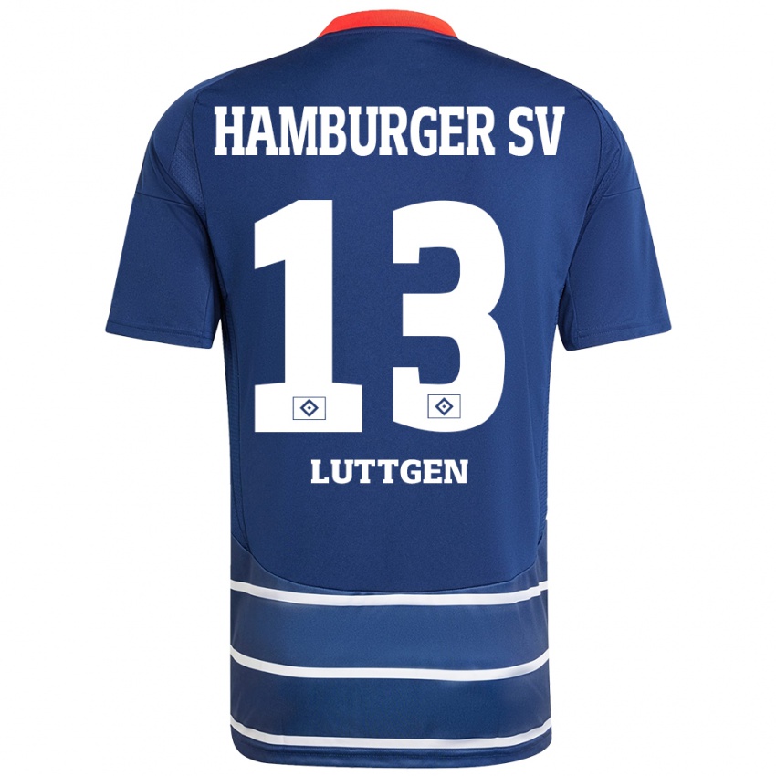 Kinderen Lasse Lüttgen #13 Donkerblauw Uitshirt Uittenue 2024/25 T-Shirt België