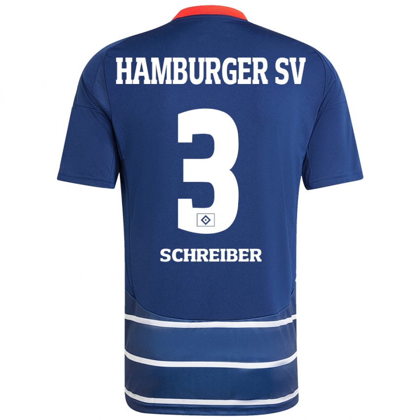 Enfant Maillot David Schreiber #3 Bleu Foncé Tenues Extérieur 2024/25 T-Shirt Belgique