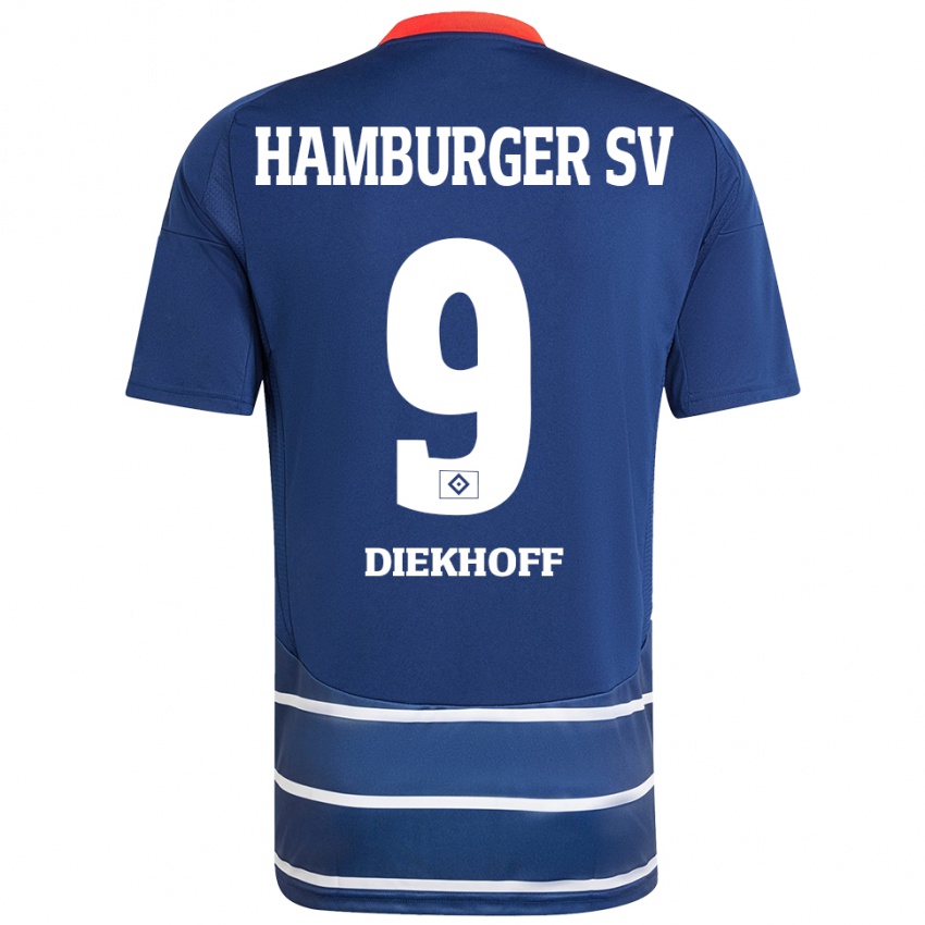 Enfant Maillot Henrike Diekhoff #9 Bleu Foncé Tenues Extérieur 2024/25 T-Shirt Belgique