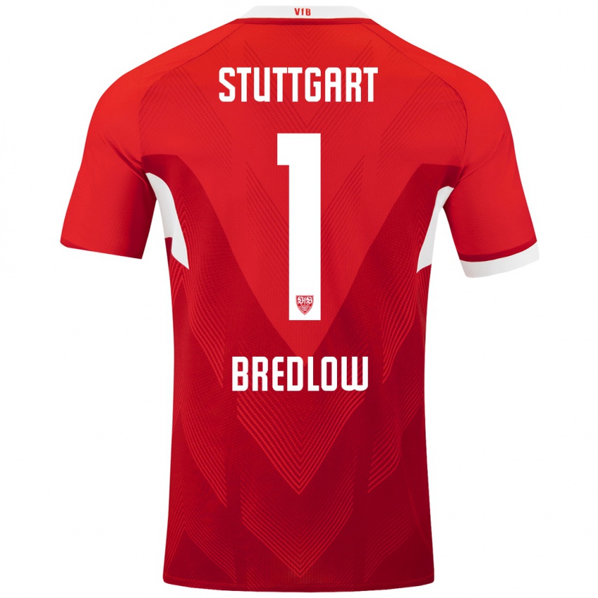 Kinderen Fabian Bredlow #1 Rood Wit Uitshirt Uittenue 2024/25 T-Shirt België