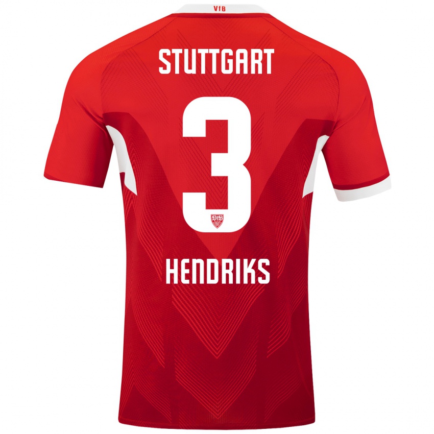 Kinderen Ramon Hendriks #3 Rood Wit Uitshirt Uittenue 2024/25 T-Shirt België