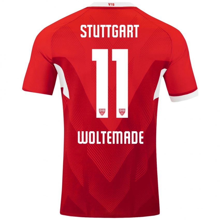 Kinderen Nick Woltemade #11 Rood Wit Uitshirt Uittenue 2024/25 T-Shirt België