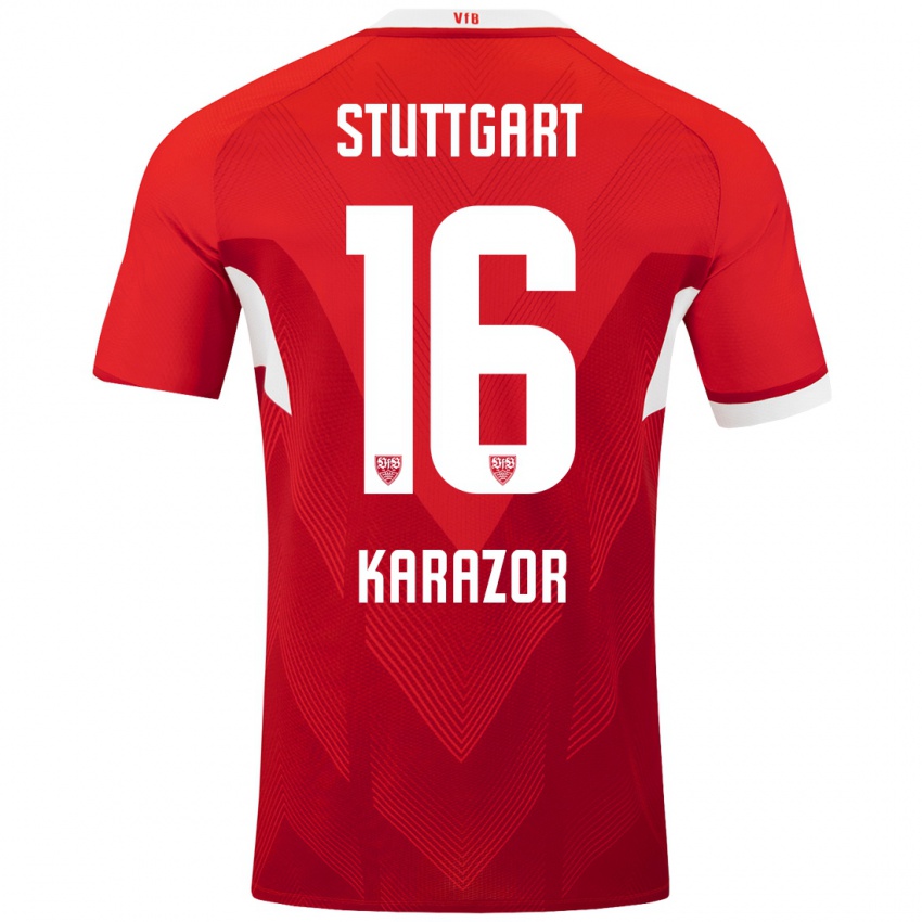 Kinderen Atakan Karazor #16 Rood Wit Uitshirt Uittenue 2024/25 T-Shirt België