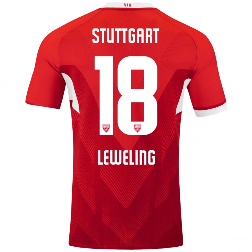 Kinderen Jamie Leweling #18 Rood Wit Uitshirt Uittenue 2024/25 T-Shirt België