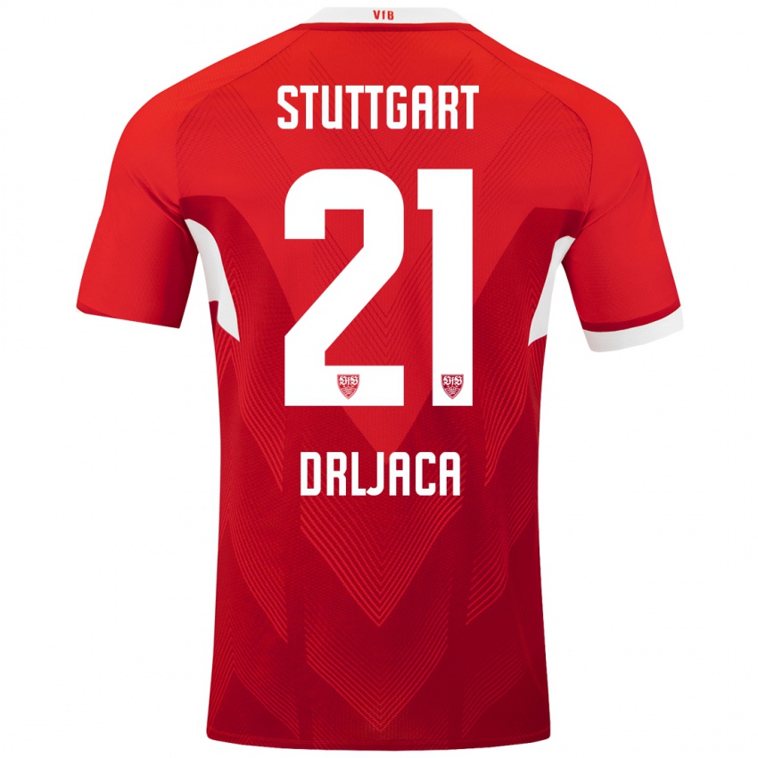 Kinderen Stefan Drljaca #21 Rood Wit Uitshirt Uittenue 2024/25 T-Shirt België