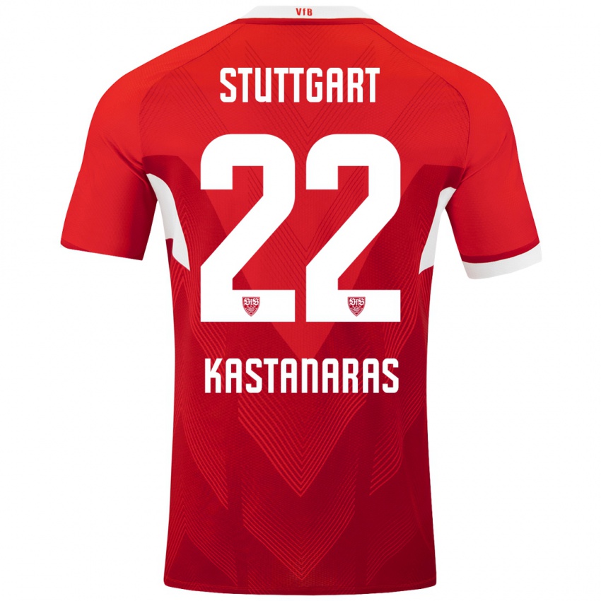 Kinderen Thomas Kastanaras #22 Rood Wit Uitshirt Uittenue 2024/25 T-Shirt België