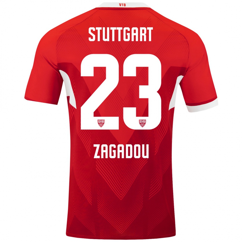 Kinderen Dan-Axel Zagadou #23 Rood Wit Uitshirt Uittenue 2024/25 T-Shirt België