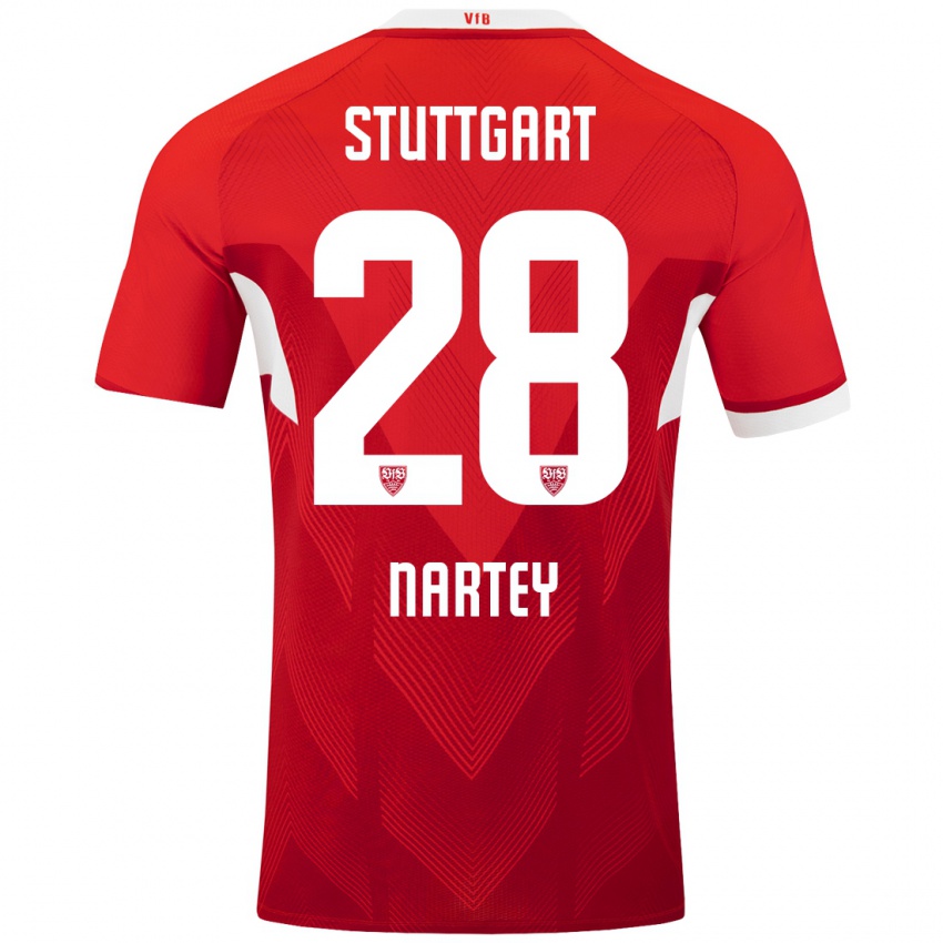 Kinderen Nikolas Nartey #28 Rood Wit Uitshirt Uittenue 2024/25 T-Shirt België