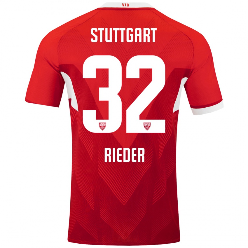 Kinderen Fabian Rieder #32 Rood Wit Uitshirt Uittenue 2024/25 T-Shirt België