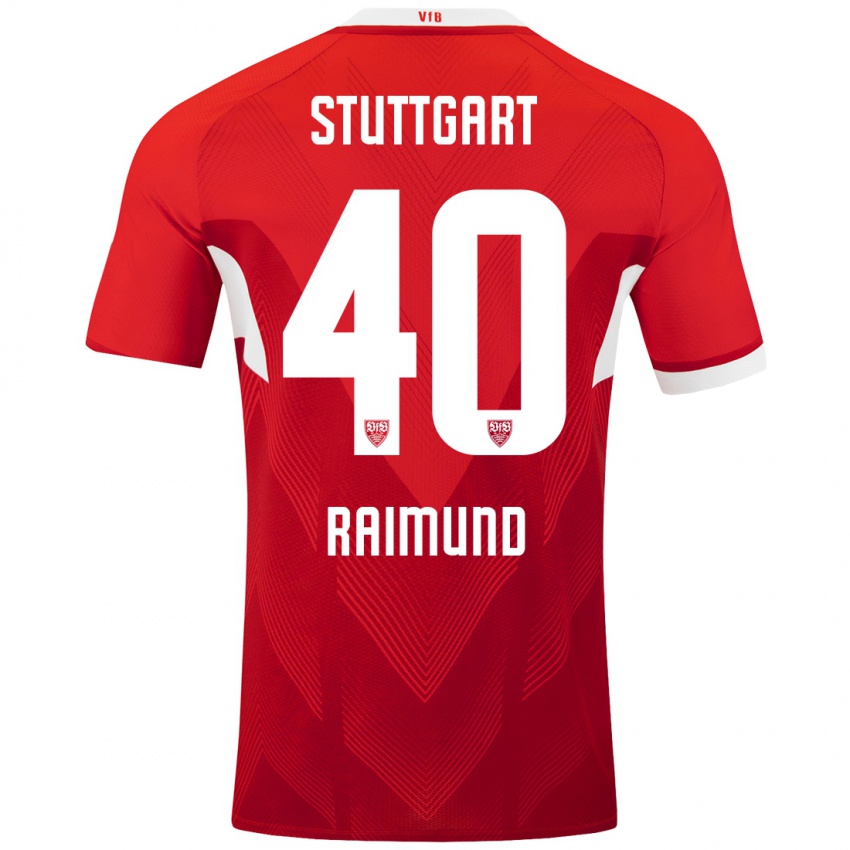 Enfant Maillot Luca Raimund #40 Blanc Rouge Tenues Extérieur 2024/25 T-Shirt Belgique