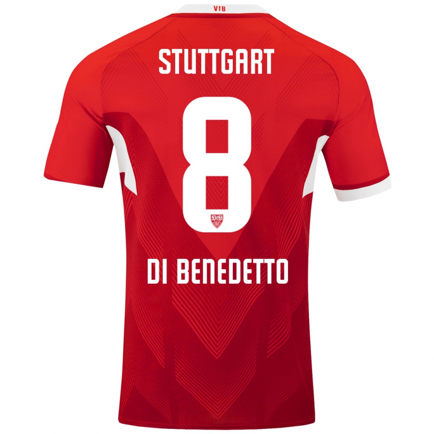 Kinderen Samuele Di Benedetto #8 Rood Wit Uitshirt Uittenue 2024/25 T-Shirt België