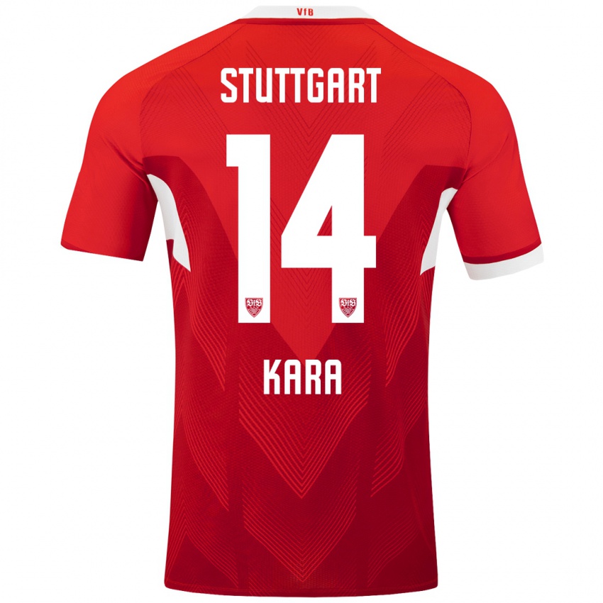 Kinderen Semih Kara #14 Rood Wit Uitshirt Uittenue 2024/25 T-Shirt België