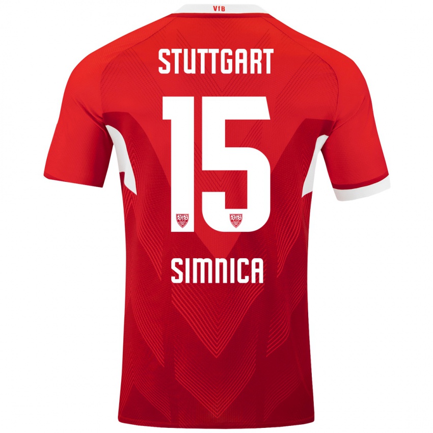 Kinderen Luan Simnica #15 Rood Wit Uitshirt Uittenue 2024/25 T-Shirt België