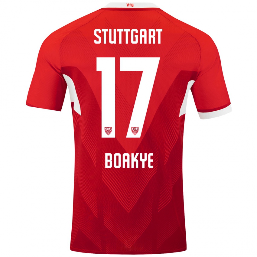 Kinderen Maurice Boakye #17 Rood Wit Uitshirt Uittenue 2024/25 T-Shirt België