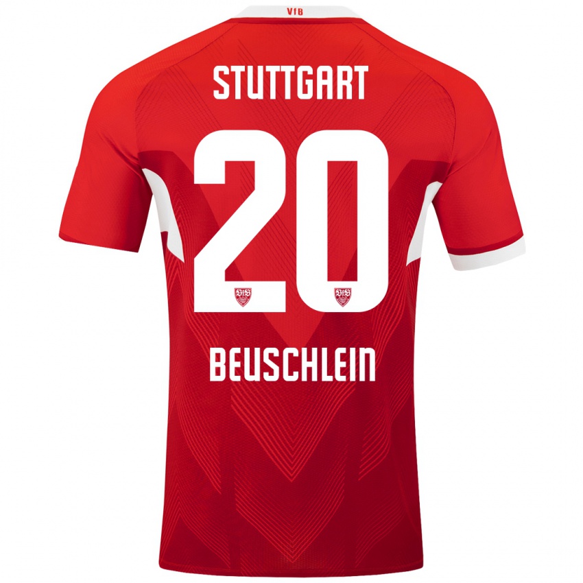 Kinderen Jana Beuschlein #20 Rood Wit Uitshirt Uittenue 2024/25 T-Shirt België