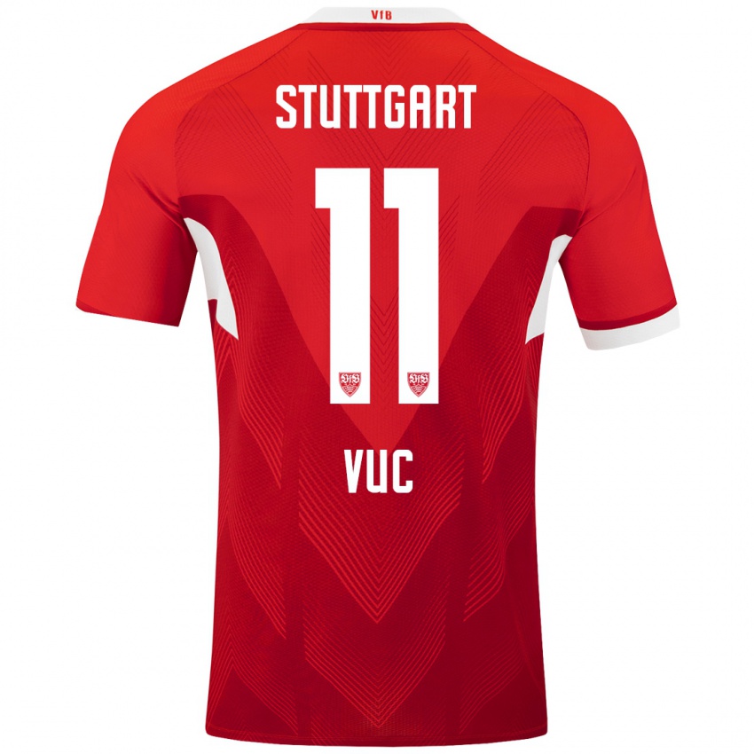 Kinderen Patrick Vuc #11 Rood Wit Uitshirt Uittenue 2024/25 T-Shirt België