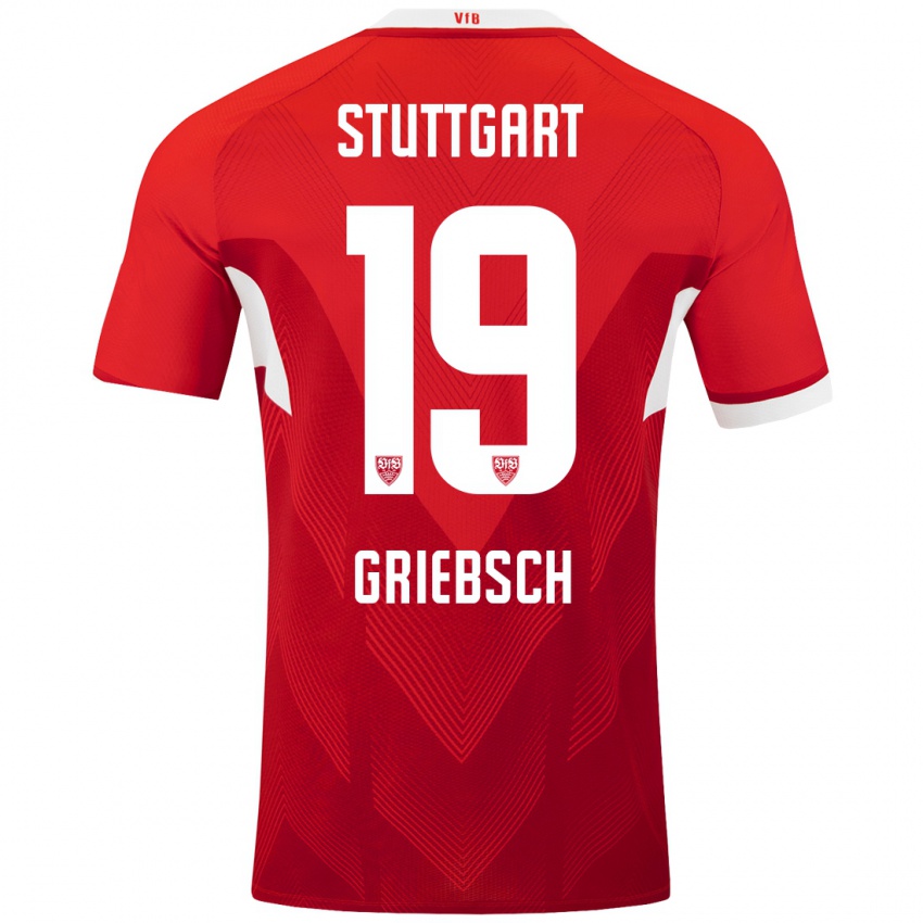 Kinderen Lukas Griebsch #19 Rood Wit Uitshirt Uittenue 2024/25 T-Shirt België