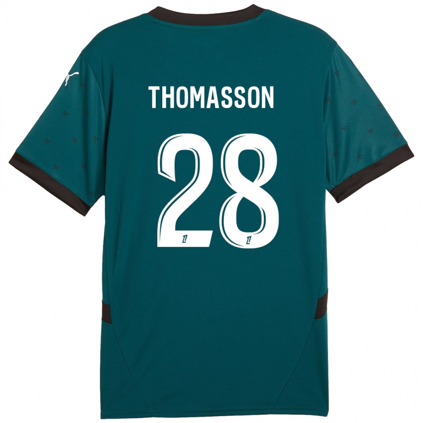 Enfant Maillot Adrien Thomasson #28 Vert Foncé Tenues Extérieur 2024/25 T-Shirt Belgique