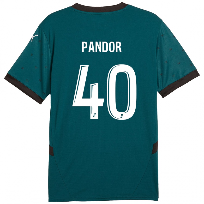 Enfant Maillot Yannick Pandor #40 Vert Foncé Tenues Extérieur 2024/25 T-Shirt Belgique