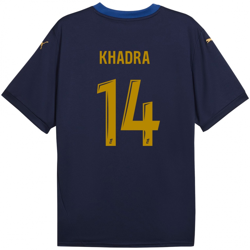 Enfant Maillot Reda Khadra #14 Bleu Marine Doré Tenues Extérieur 2024/25 T-Shirt Belgique