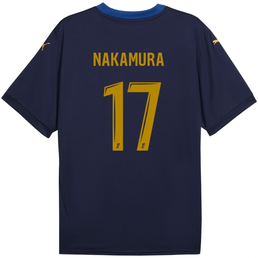 Kinderen Keito Nakamura #17 Marineblauw Goud Uitshirt Uittenue 2024/25 T-Shirt België