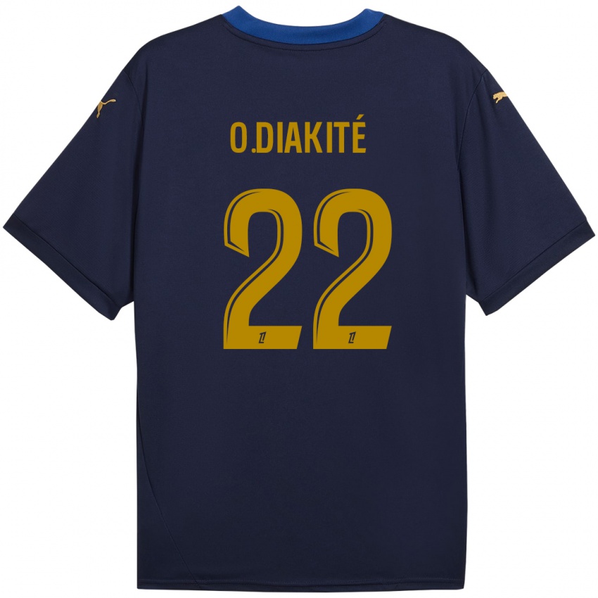 Enfant Maillot Oumar Diakité #22 Bleu Marine Doré Tenues Extérieur 2024/25 T-Shirt Belgique