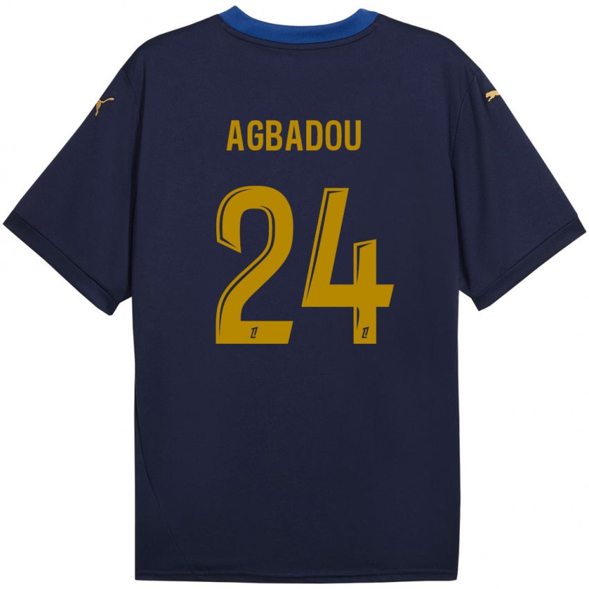 Enfant Maillot Emmanuel Agbadou #24 Bleu Marine Doré Tenues Extérieur 2024/25 T-Shirt Belgique