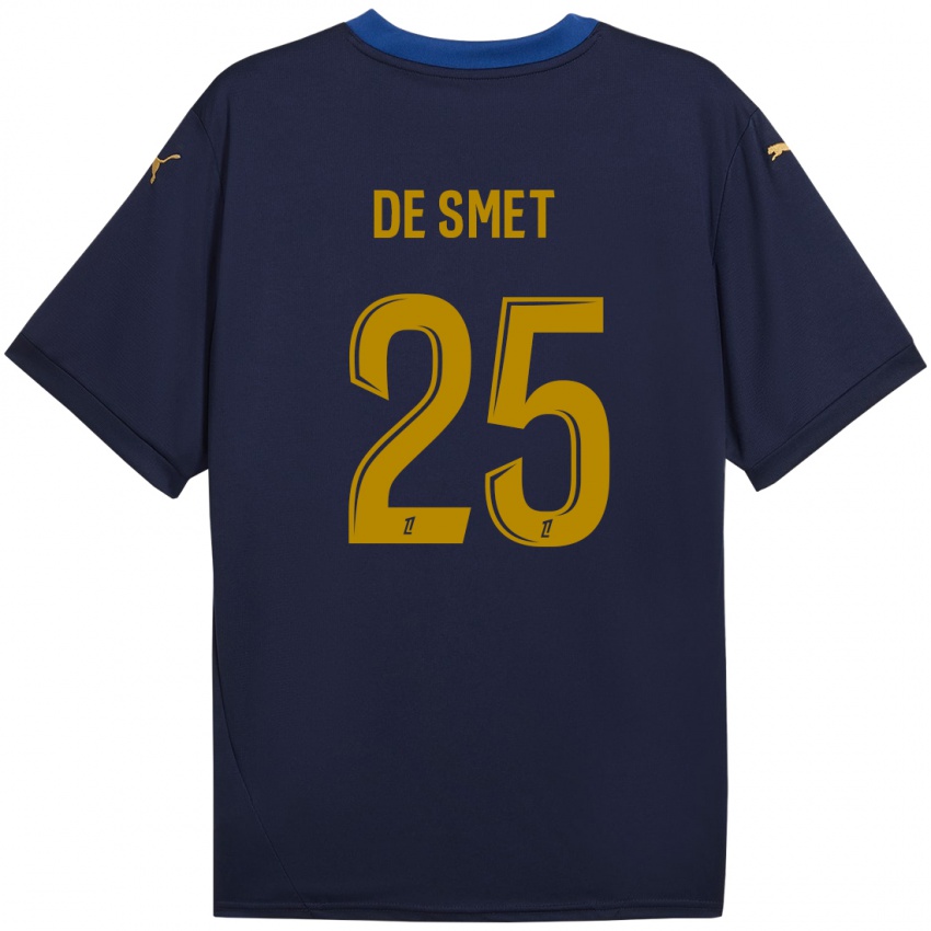 Enfant Maillot Thibault De Smet #25 Bleu Marine Doré Tenues Extérieur 2024/25 T-Shirt Belgique