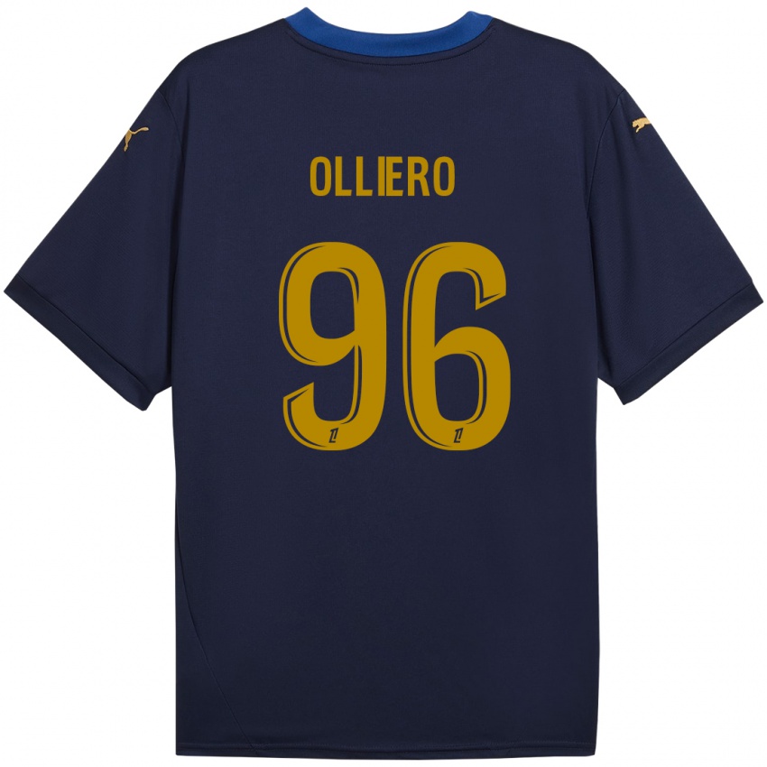 Enfant Maillot Alexandre Olliero #96 Bleu Marine Doré Tenues Extérieur 2024/25 T-Shirt Belgique