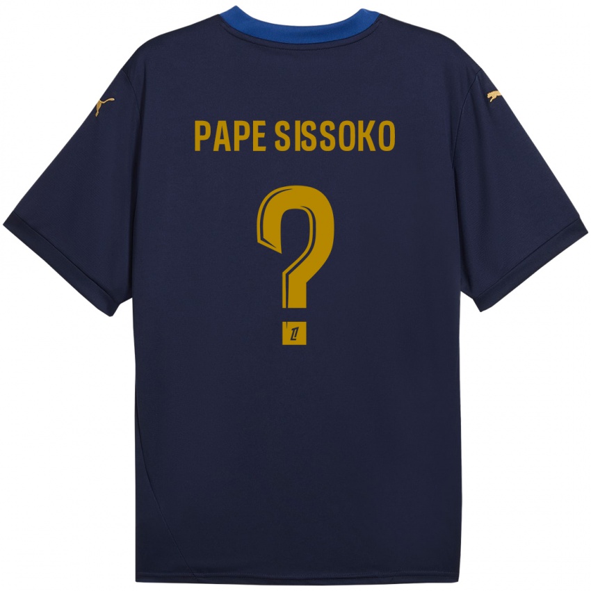 Enfant Maillot Niama Pape Sissoko #0 Bleu Marine Doré Tenues Extérieur 2024/25 T-Shirt Belgique