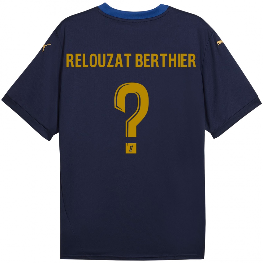 Enfant Maillot Maxime Relouzat Berthier #0 Bleu Marine Doré Tenues Extérieur 2024/25 T-Shirt Belgique