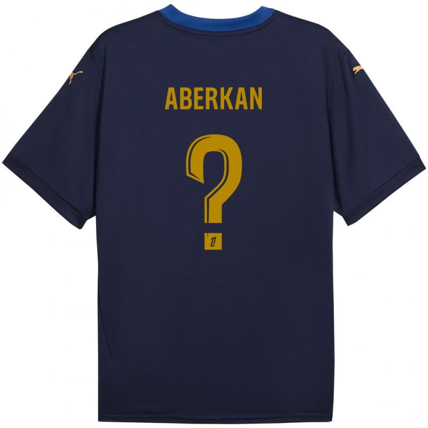 Kinder Yassine Aberkan #0 Marineblau Gold Auswärtstrikot Trikot 2024/25 T-Shirt Belgien