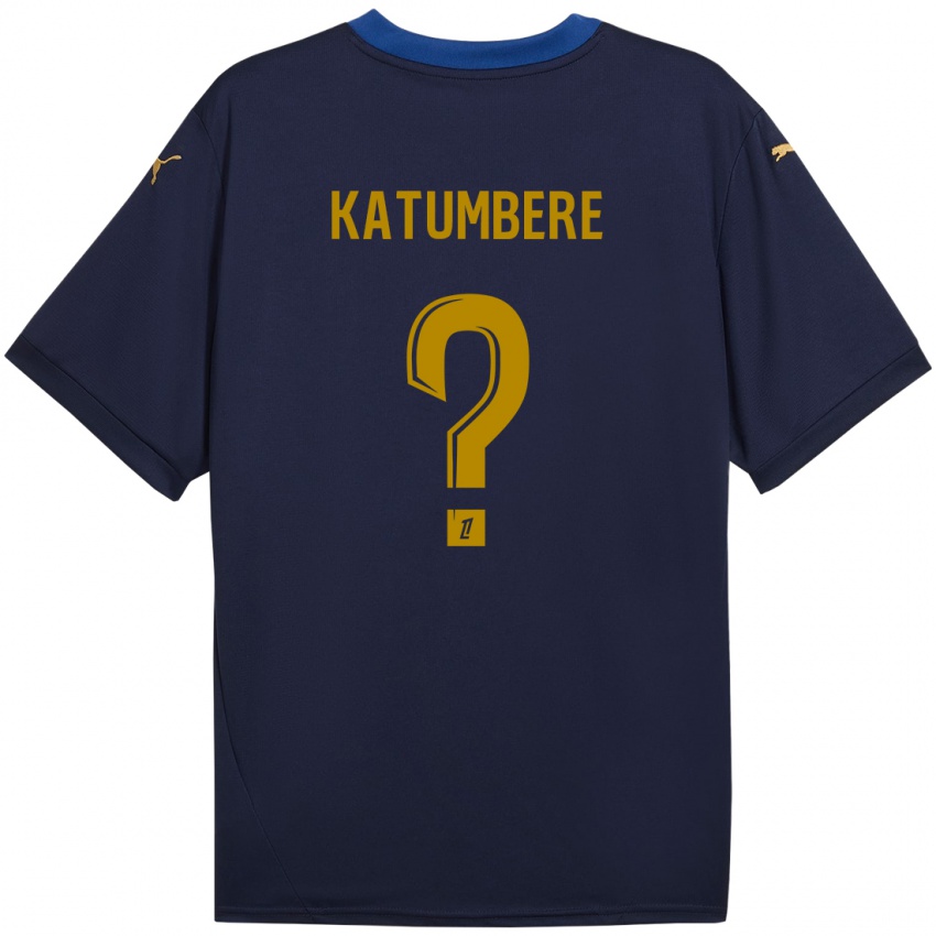 Kinderen Noah Katumbere #0 Marineblauw Goud Uitshirt Uittenue 2024/25 T-Shirt België