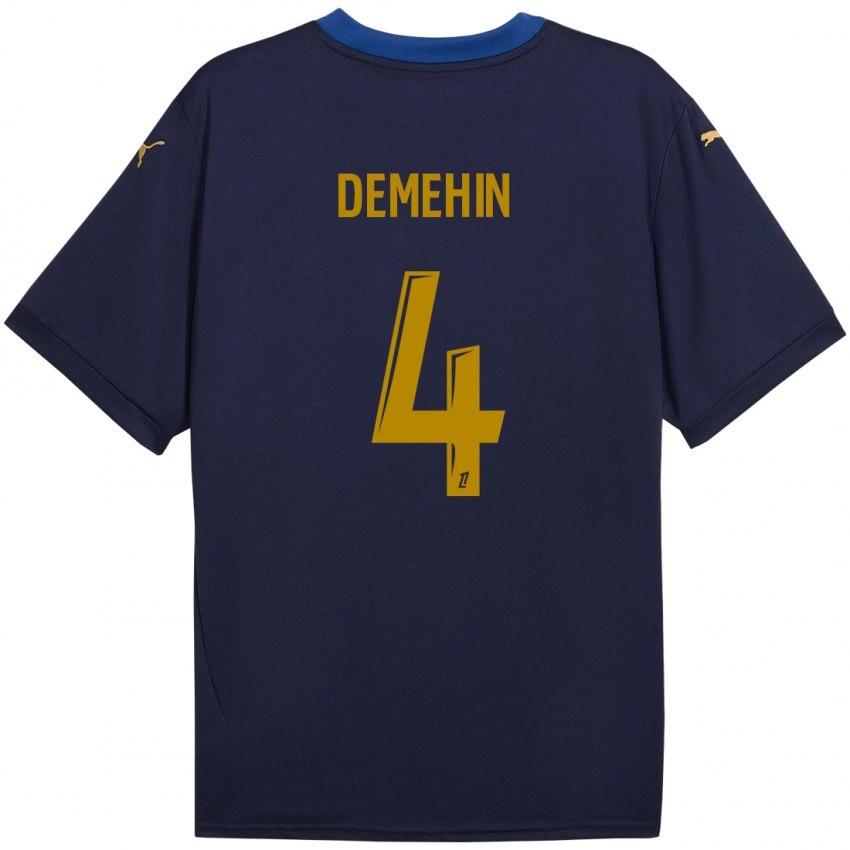 Kinder Blessing Demehin #4 Marineblau Gold Auswärtstrikot Trikot 2024/25 T-Shirt Belgien