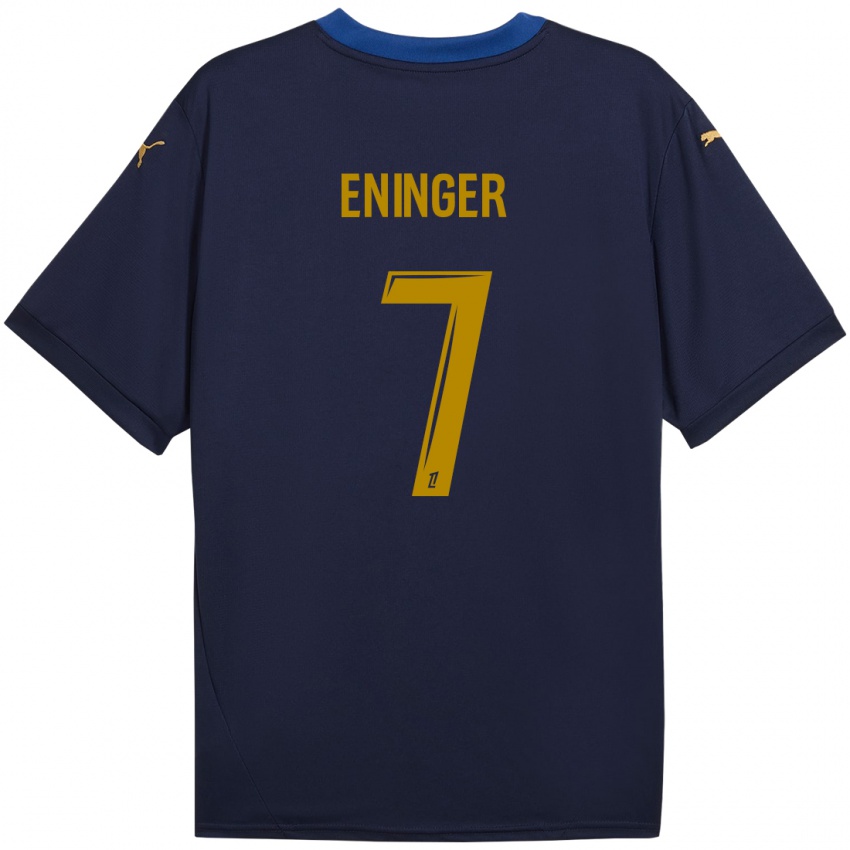 Kinder Thelma Eninger #7 Marineblau Gold Auswärtstrikot Trikot 2024/25 T-Shirt Belgien