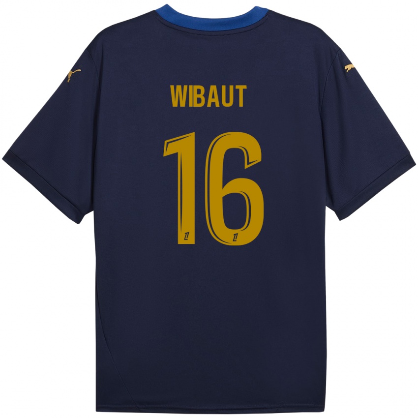 Kinder Clara Wibaut #16 Marineblau Gold Auswärtstrikot Trikot 2024/25 T-Shirt Belgien