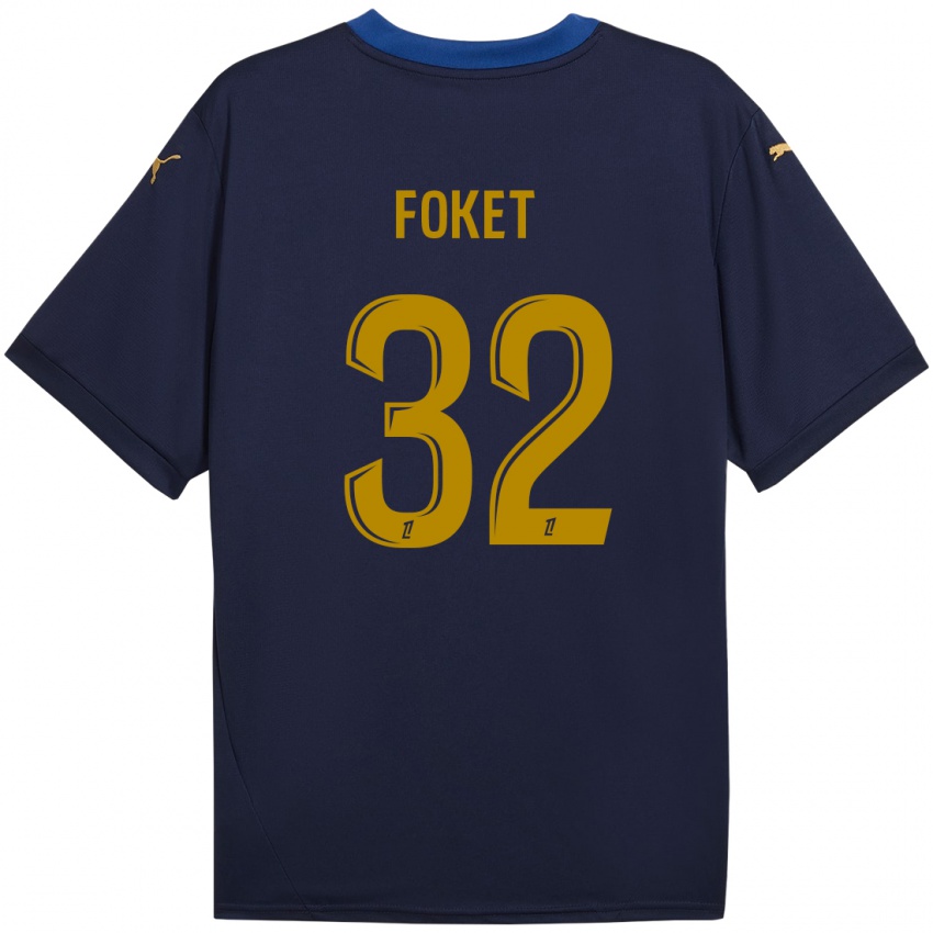 Kinderen Thomas Foket #32 Marineblauw Goud Uitshirt Uittenue 2024/25 T-Shirt België