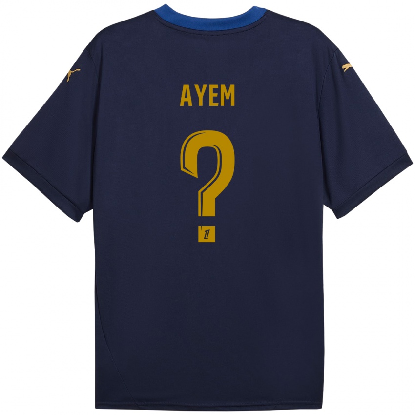 Kinderen Grégory Ayem #0 Marineblauw Goud Uitshirt Uittenue 2024/25 T-Shirt België