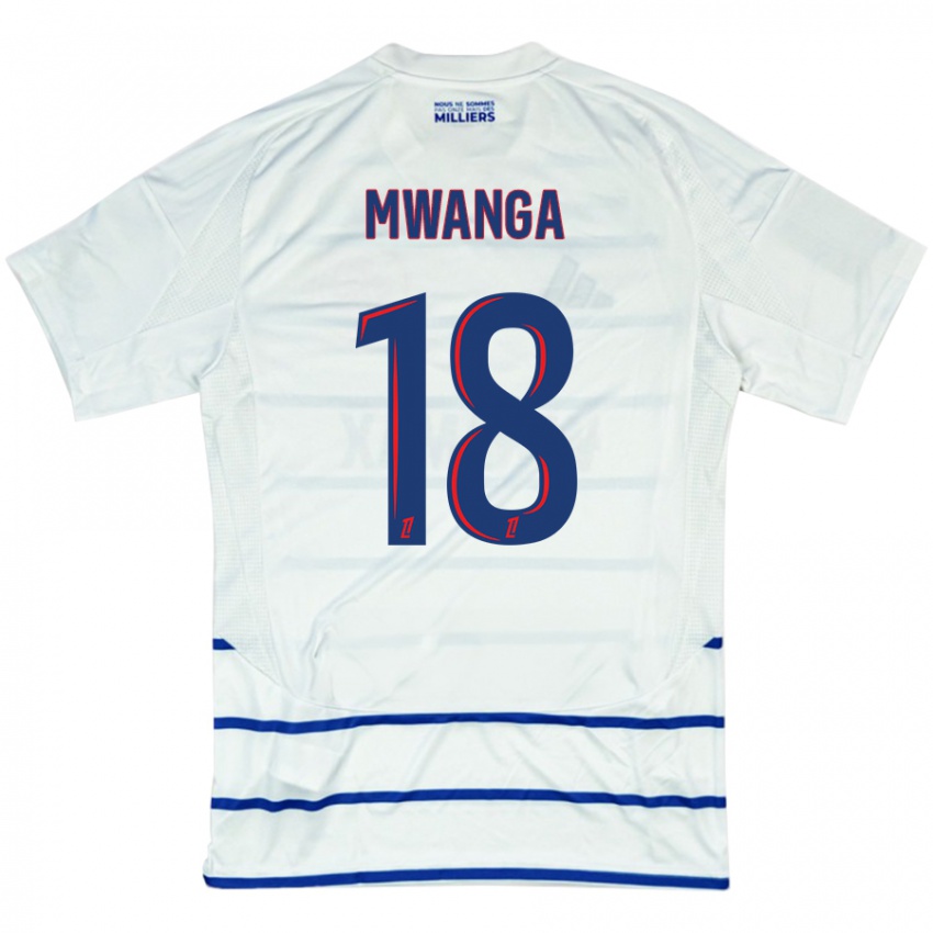 Kinderen Junior Mwanga #18 Wit Blauw Uitshirt Uittenue 2024/25 T-Shirt België