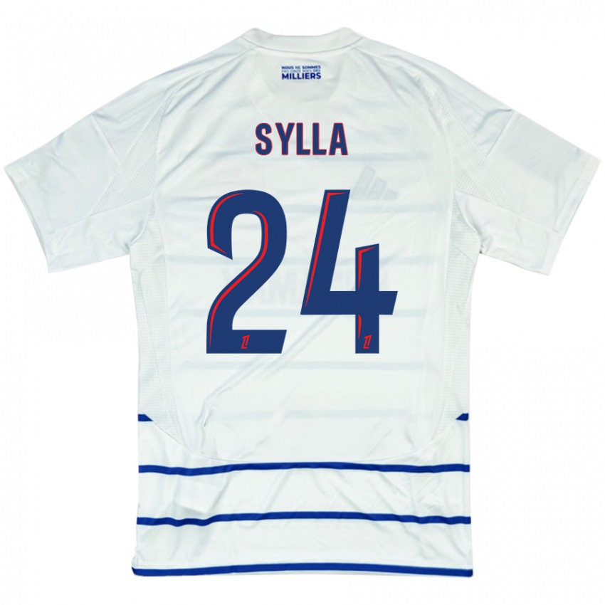 Kinderen Abakar Sylla #24 Wit Blauw Uitshirt Uittenue 2024/25 T-Shirt België