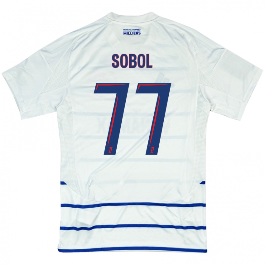 Kinderen Eduard Sobol #77 Wit Blauw Uitshirt Uittenue 2024/25 T-Shirt België